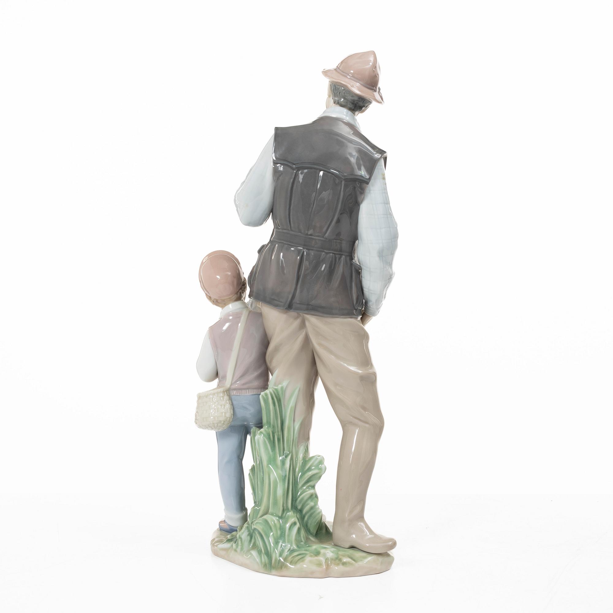 Salvador Furió, figurine, "A fishing lesson", and "A father's pride", Lladró, Spain.