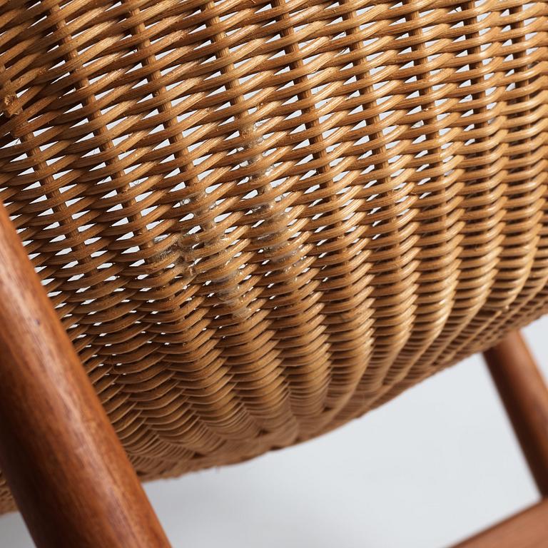 Nanna Ditzel, a teak and rattan easy chair, Ludvig Pontoppidan, Denmark 1950s.