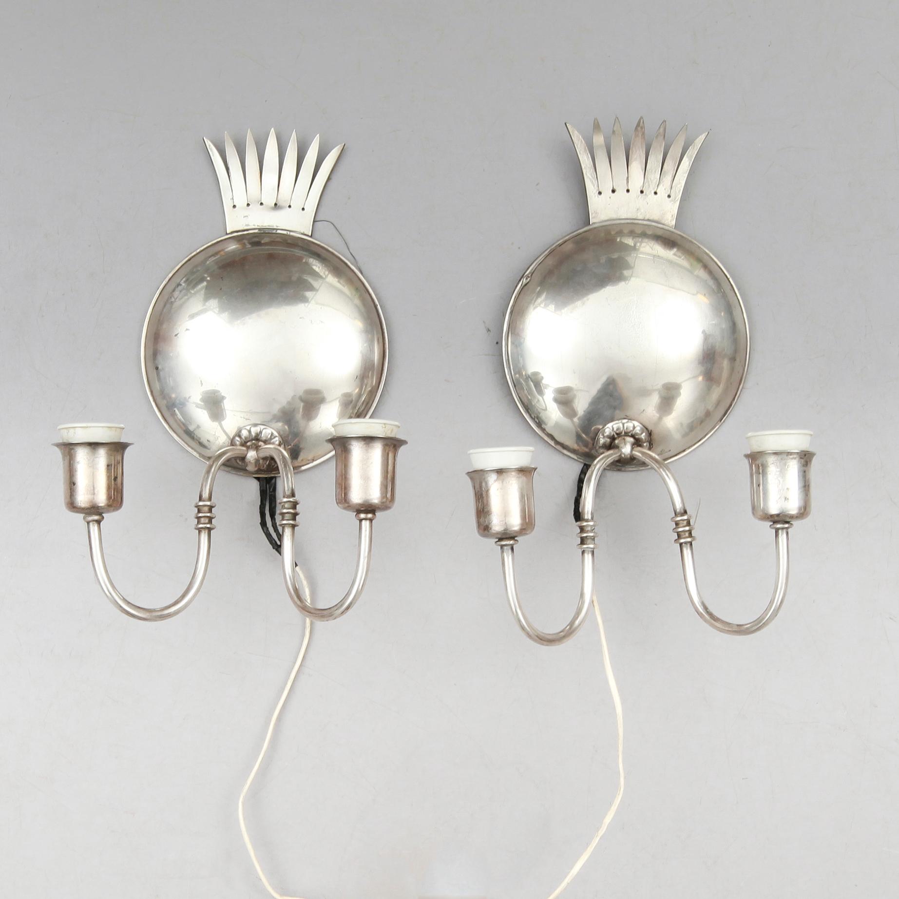 VÄGGLAMPOR, 1 par, CG Hallberg, 1900-talets första hälft.