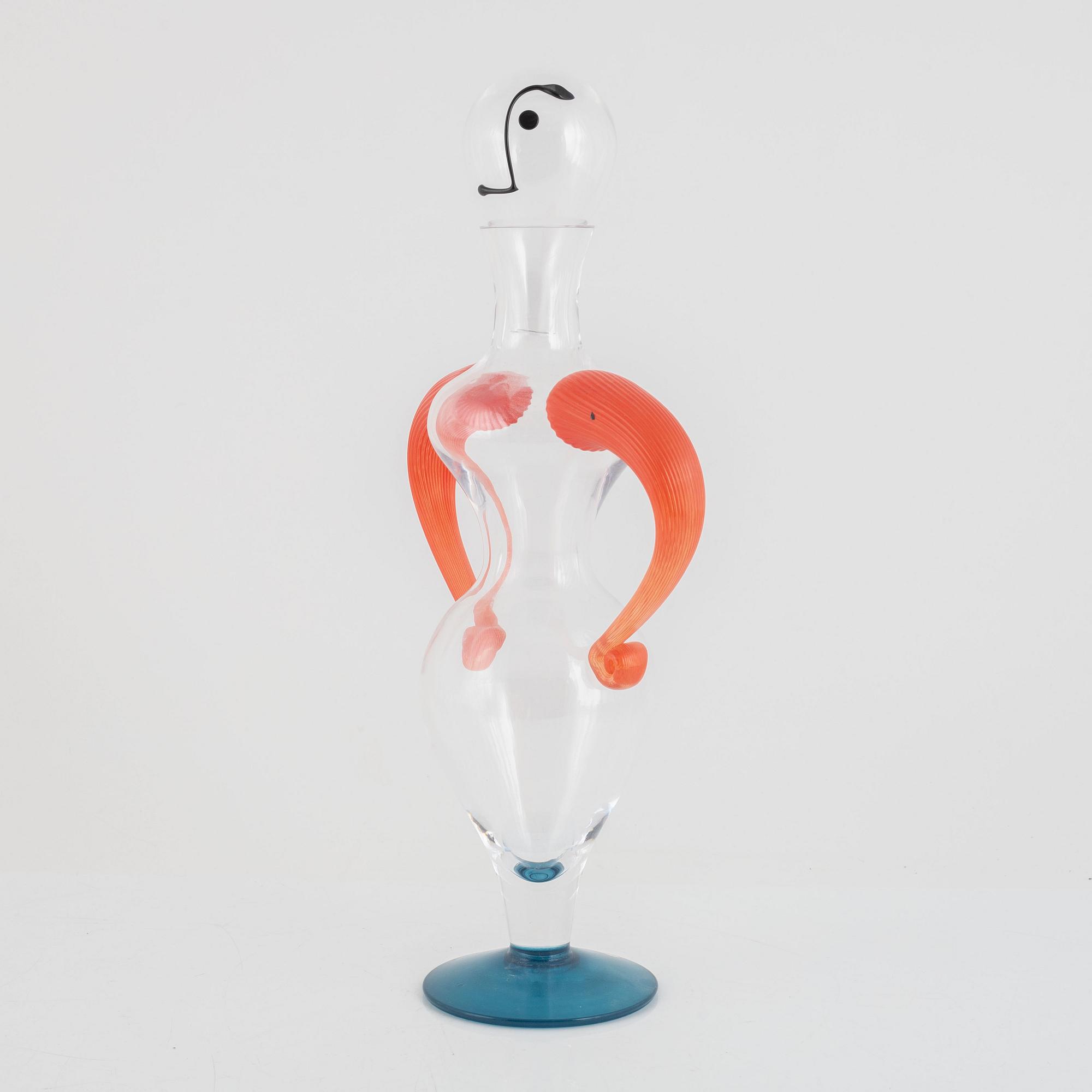 Kjell Engman, a glass decanter with stopper, Kosta Boda.