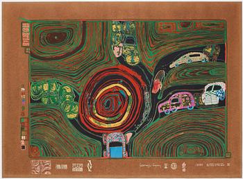 Friedensreich Hundertwasser, "Look at it on a rainy day (The Regentag portfolio)".