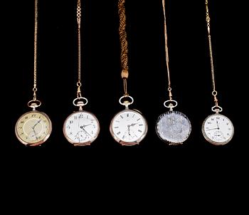 FICKUR, 5st, varav 4 silver, bla Omega, omkring 1900.