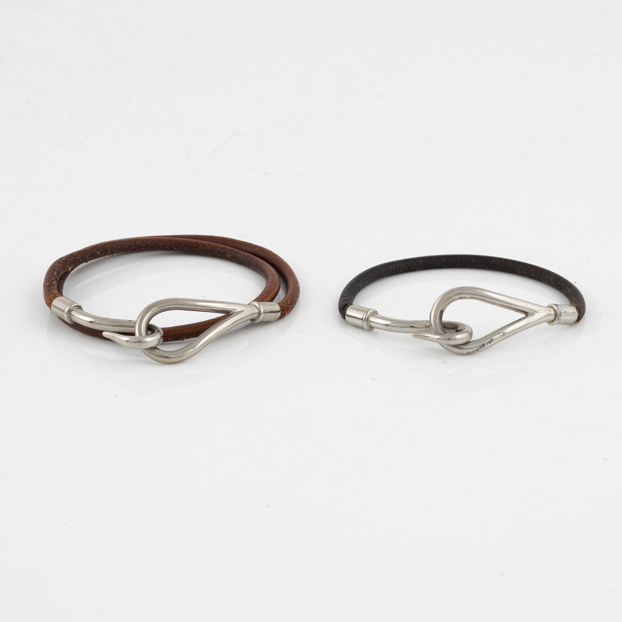Hermès, two leather 'Jumbo' bracelets.