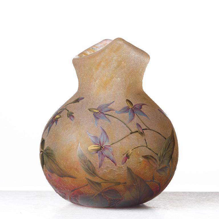 DAUM, an Art Nouveau enamel painted vase, Nancy, France ca 1900.