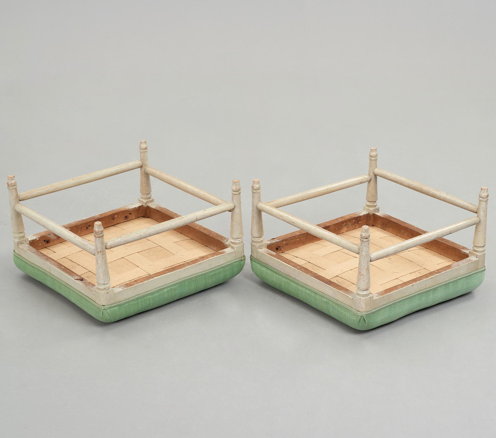 A pair of late Gustavian stools by Ephraim Ståhl (master in Stockholm 1794-1820).