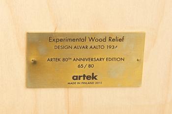 Alvar Aalto, relief, "Exprimental wood relief" anniversary edition Artek nr 65/80.