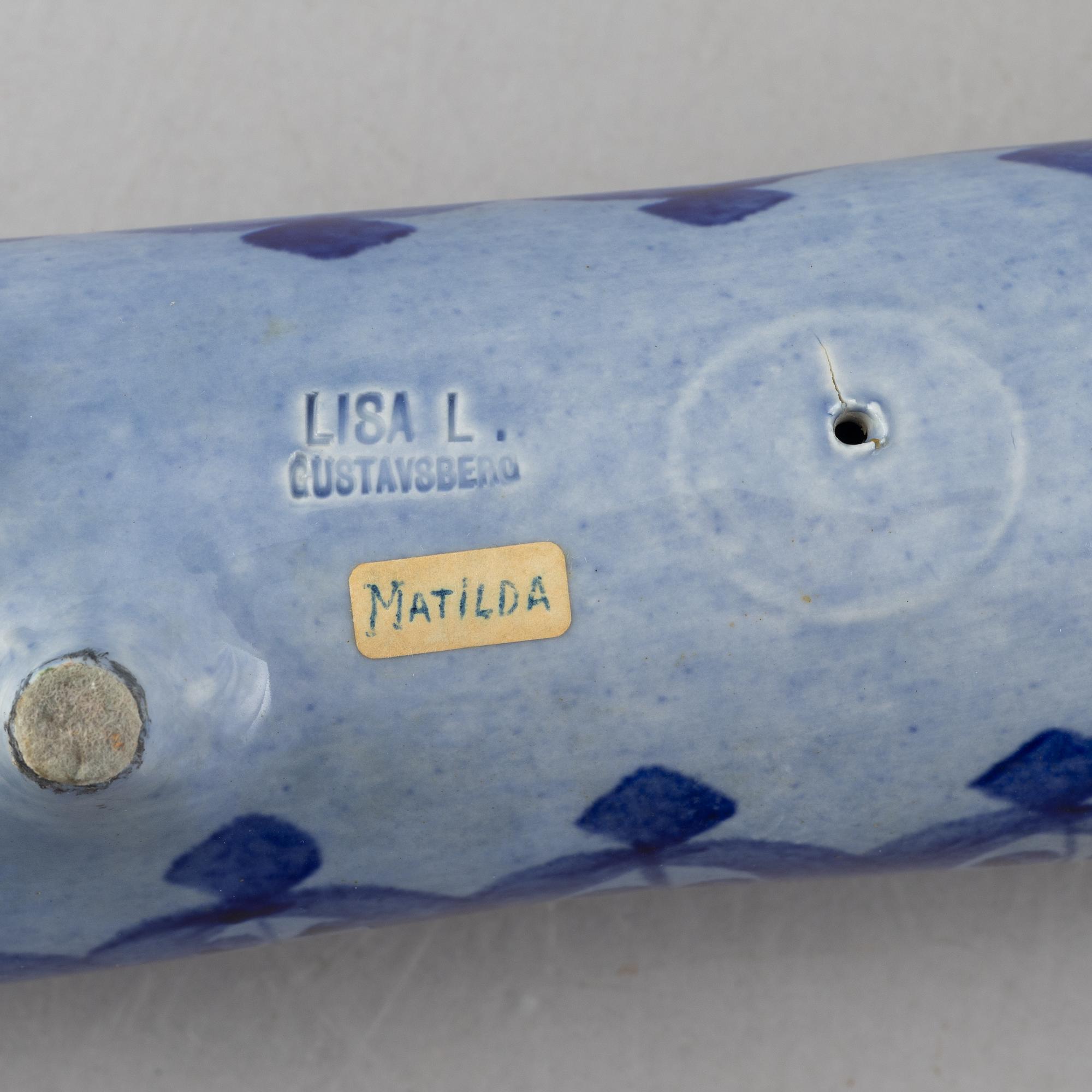 Lisa Larson, ljusstake, stengods, "Adventsgris", ur serien "Matilda", Gustavsberg.