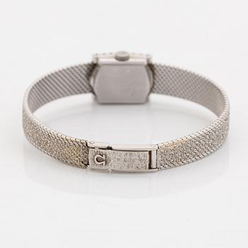 Omega, armbandsur, 18K vitguld med briljantslipade diamanter.