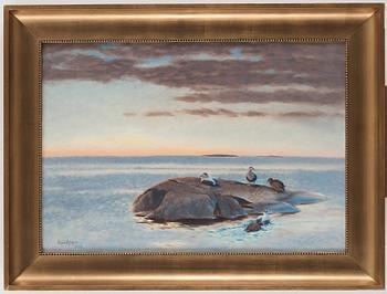 Bruno Liljefors, Common Eiders on a Rock.