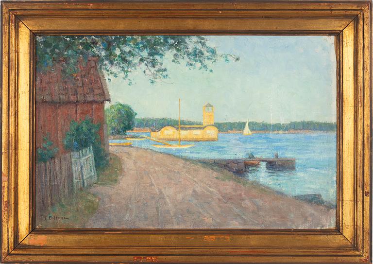 Elias Erdtman, Elias Erdtman, Landscape with Bathing Pavilion, Possibly Dalarö.