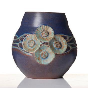 Hilma Persson-Hjelm, a glazed earthenware art nouveau vase, executed in her own studio, Arvika 1919. No 1619.