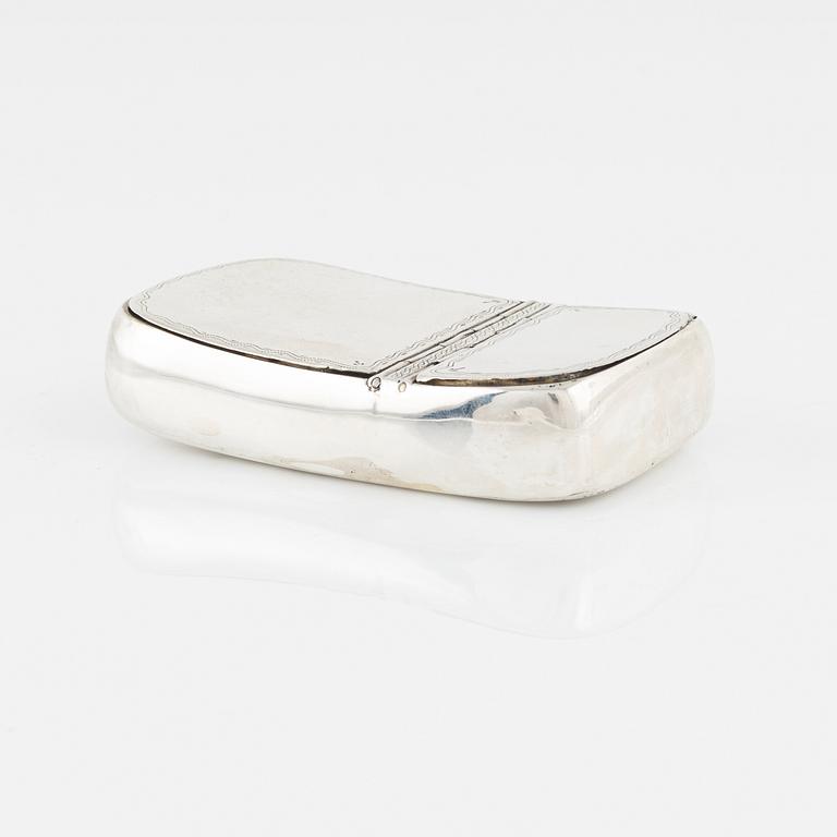 A Swedish Silver Double Box, Silver, mark of Gustaf Lindegren, Helsingborg 1828.
