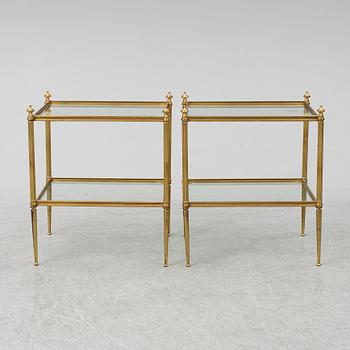 A pair of brass and glass sideboards, 1960-70s.