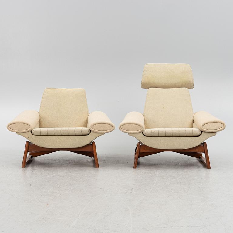 Scandinavian Modern, two armchairs, 1950s-60s.