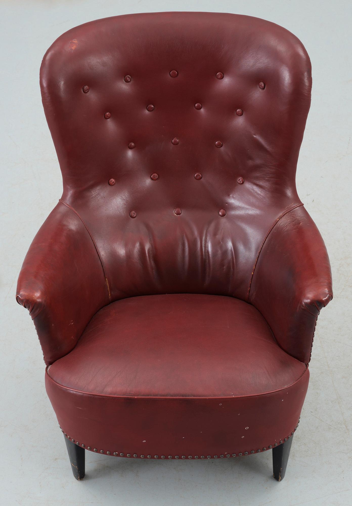 FÅTÖLJ, "Rundrygg", Carl Malmsten.