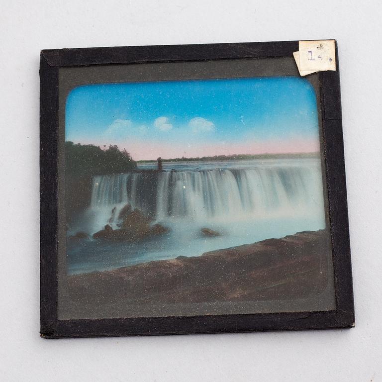 Circa 60 early 20th century lantern glass slides.
