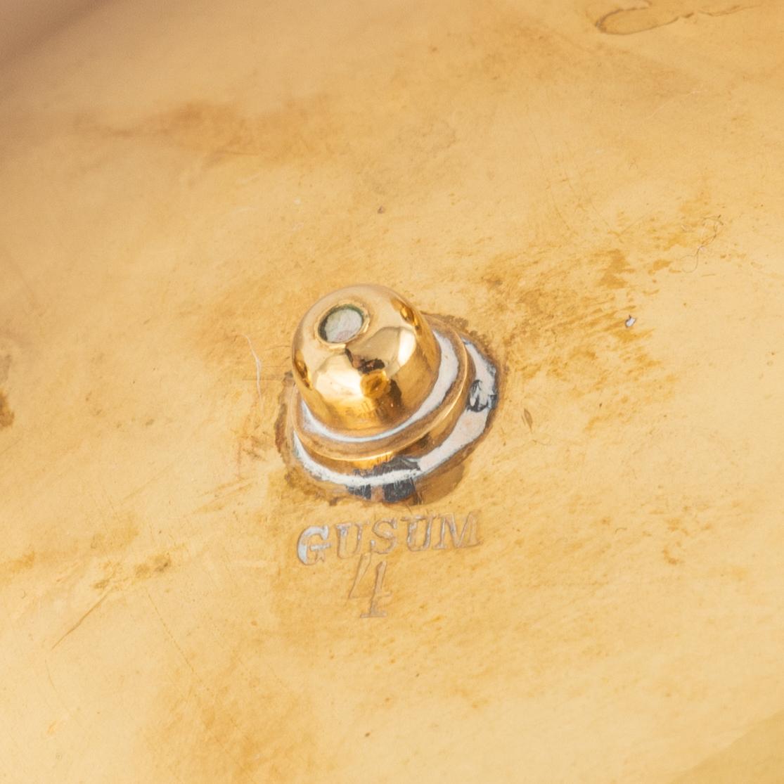 A brass and glass table light, Gusum, first half of the 20th Century.