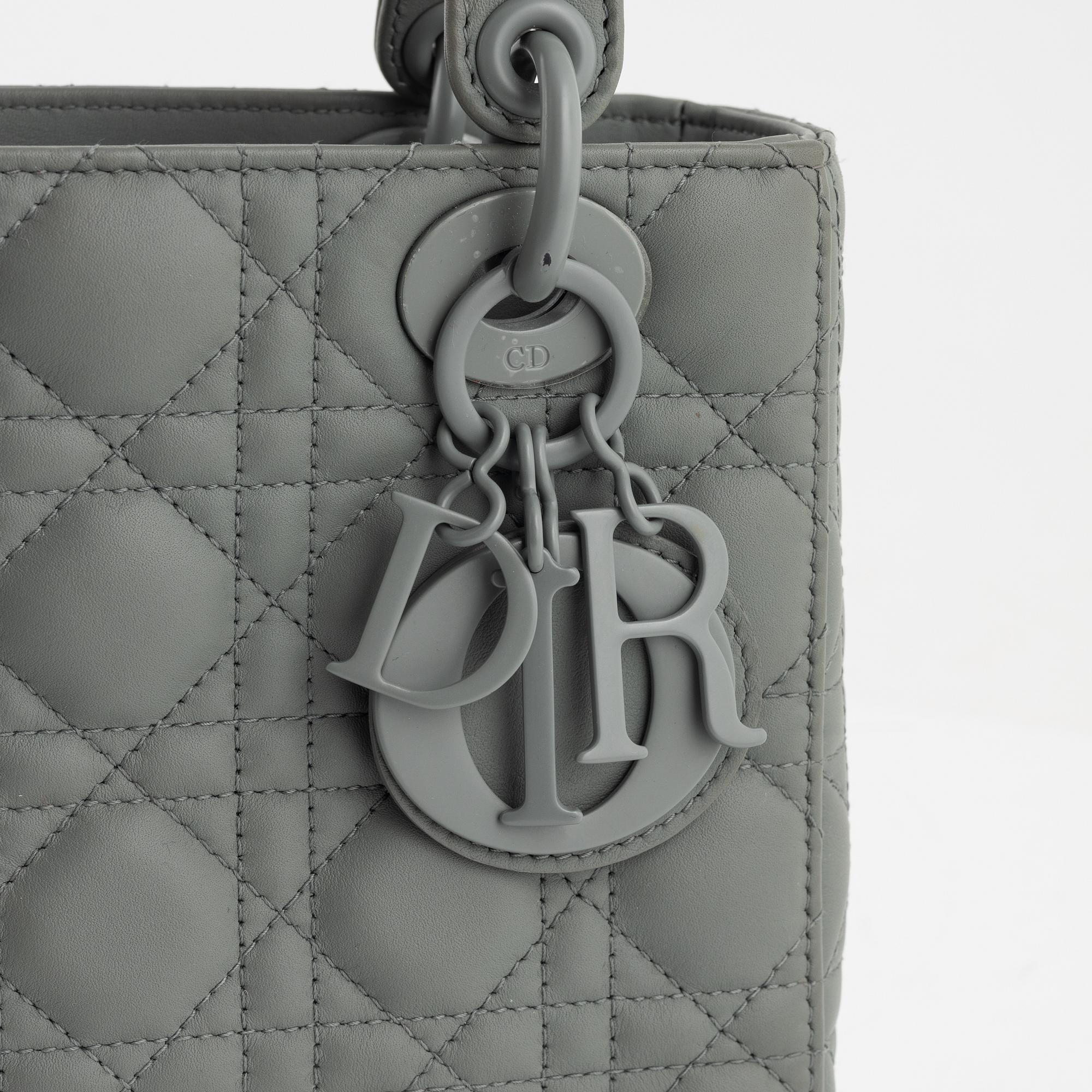 Christian Dior, A Ultramatte Gray Stone Cannage Calfskin 'Lady Dior my ABCDIOR bag'.