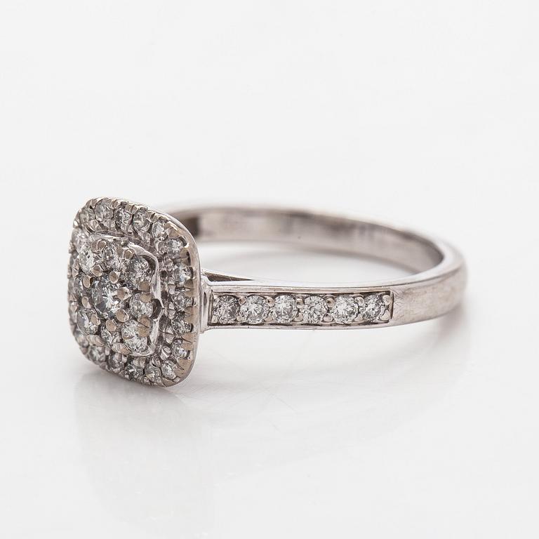 Ring, brilliant and 8/8 cut diamonds, 14K white gold.