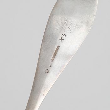 Swedish silver spoons, 7 pieces 18th century and one 19th century.