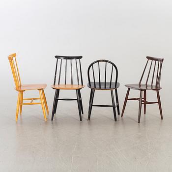 PINNSTOLAR, 9 st, Bl.a. Fanett (Edsbyverken), Nesto (Nässjö Stolfabrik), 1900-talets mitt.