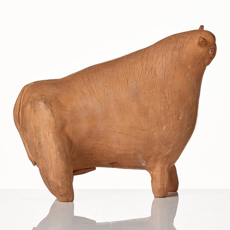 Erik Höglund, a terracotta sculpture of a bull, Sweden, signed and dated -55.