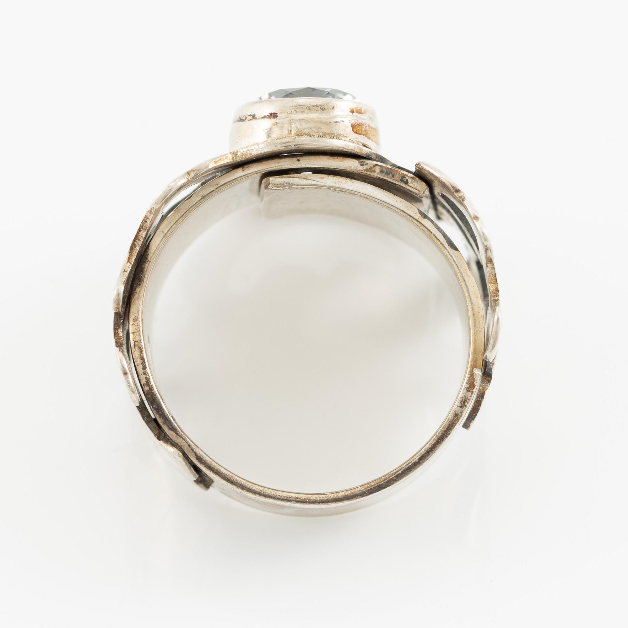 Jan-Christer Lundqvist, ring, sterling silver, with a white faceted stone, Skövde 1997.