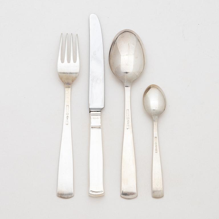 Jacob Ängman, a 62-piece Swedish silver cutlery set, model 'Rosenholm', mark of GAB, including Stockholm 1967.