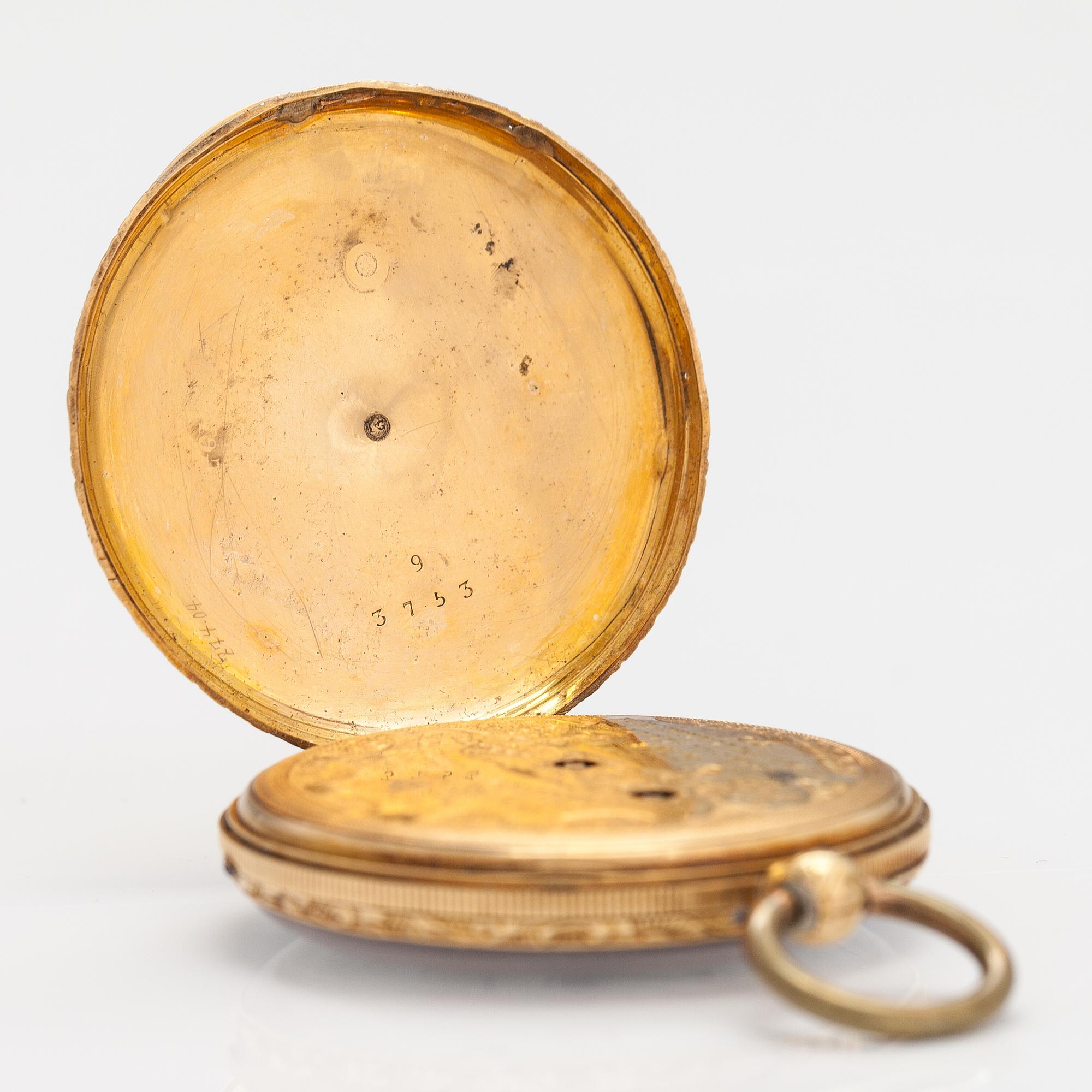 POCKET WATCHES, 2 psc, 14K gold, 32 mm and 44 mm.