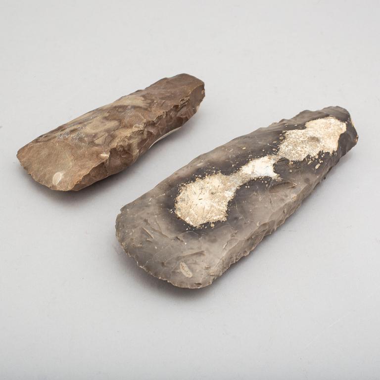 Two neolithic flint axes.