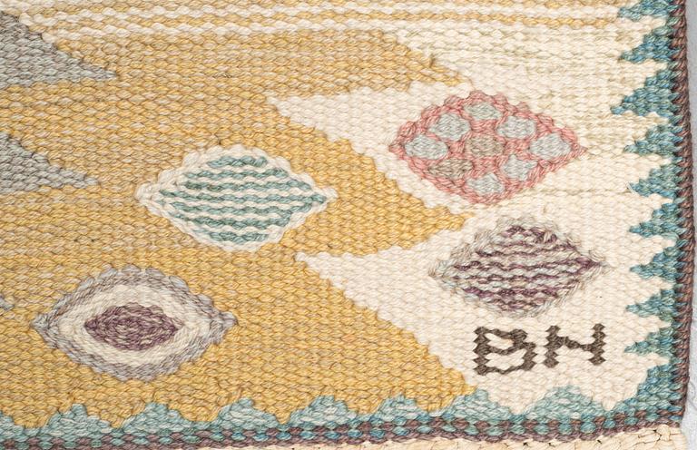 Barbro Nilsson, a carpet, "Tånga ljus", flat weave, ca 226,5 x 163-164 cm, signed AB MMF BN.