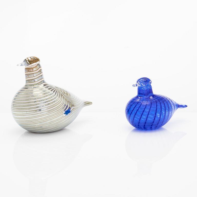 Oiva Toikka, glasfåglar, 2 st, O. Toikka Nuutajärvi.