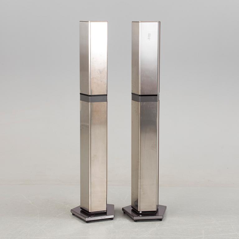 A pair of metal Bang & Olufsen speakers, Denmark, 1980's.