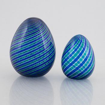 Two glass eggs, Venini, Murano, Italy, 1990.