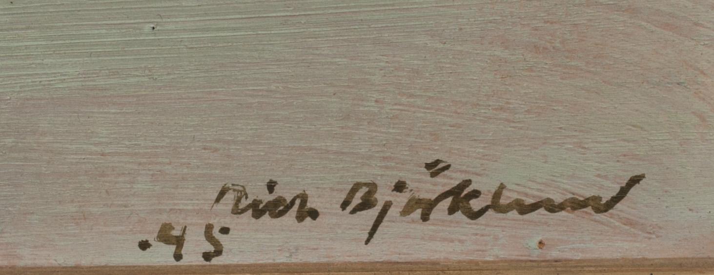 RICHARD BJÖRKLUND, olja på pannå. Signerad och daterad -45.