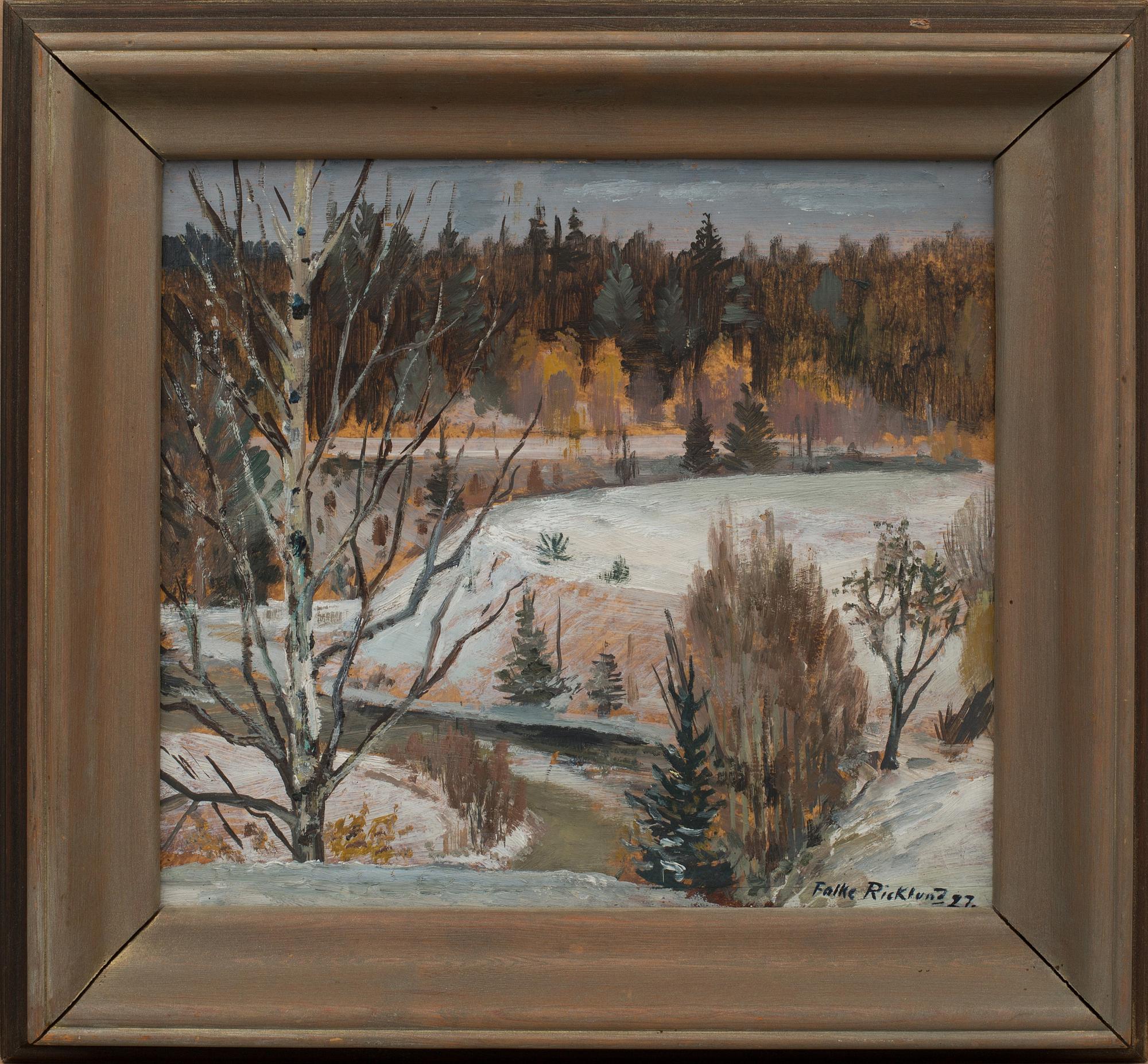 FOLKE RICKLUND, olja på pannå, signerad och daterad 27.
