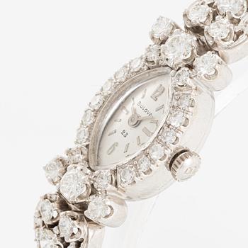 Lady's wristwatch, Bulova, 14K white gold with brilliant-cut diamonds.