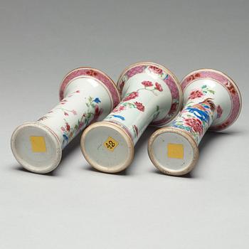 Three famille rose vases, Qing dynasty, Qianlong (1736-95).