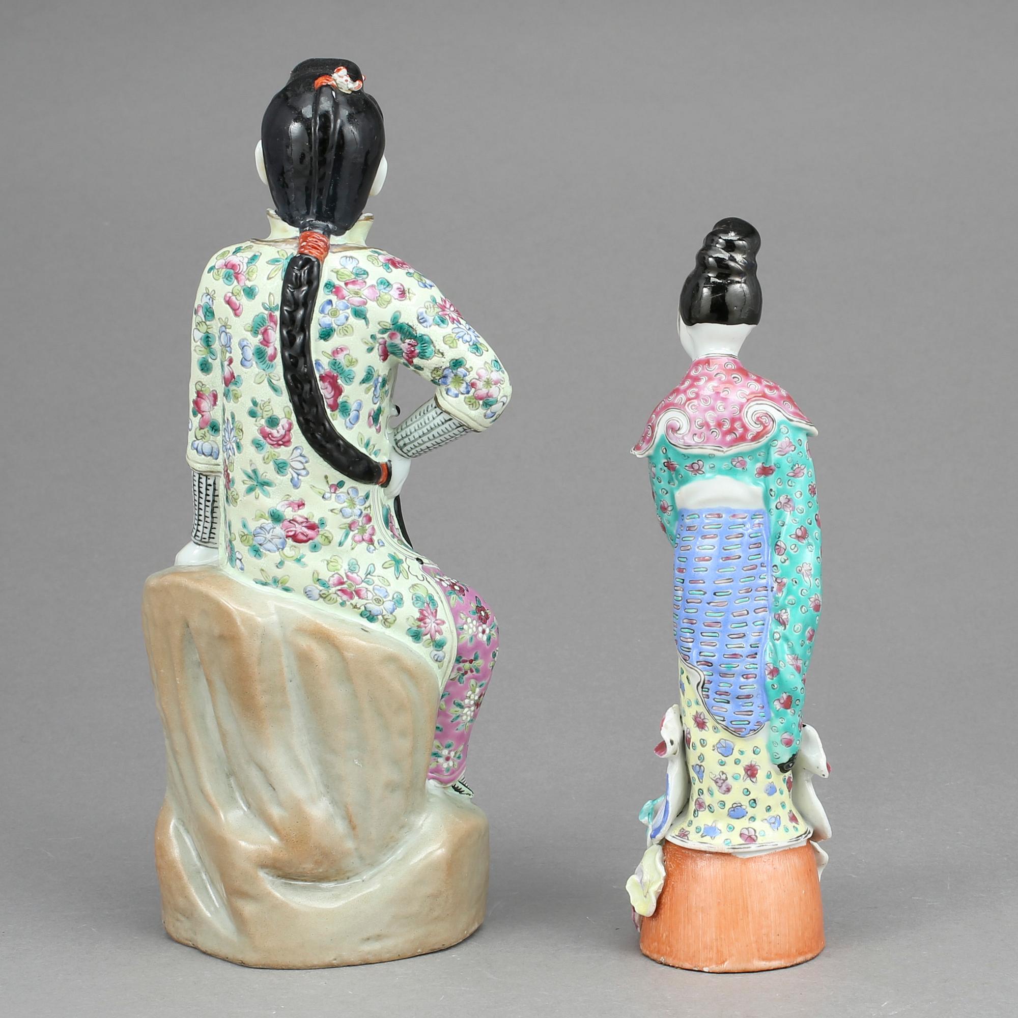 FIGURINER, 2 st, porslin, Kina 1800-tal.