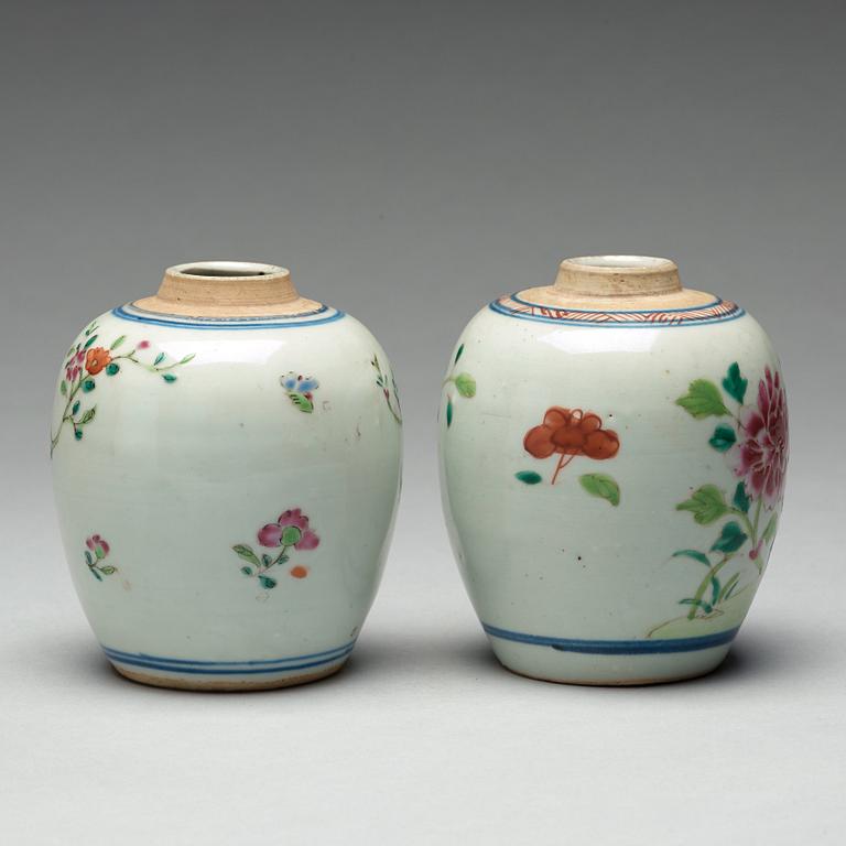 Two famille rose caddies, Qing dynasty, 18th century.