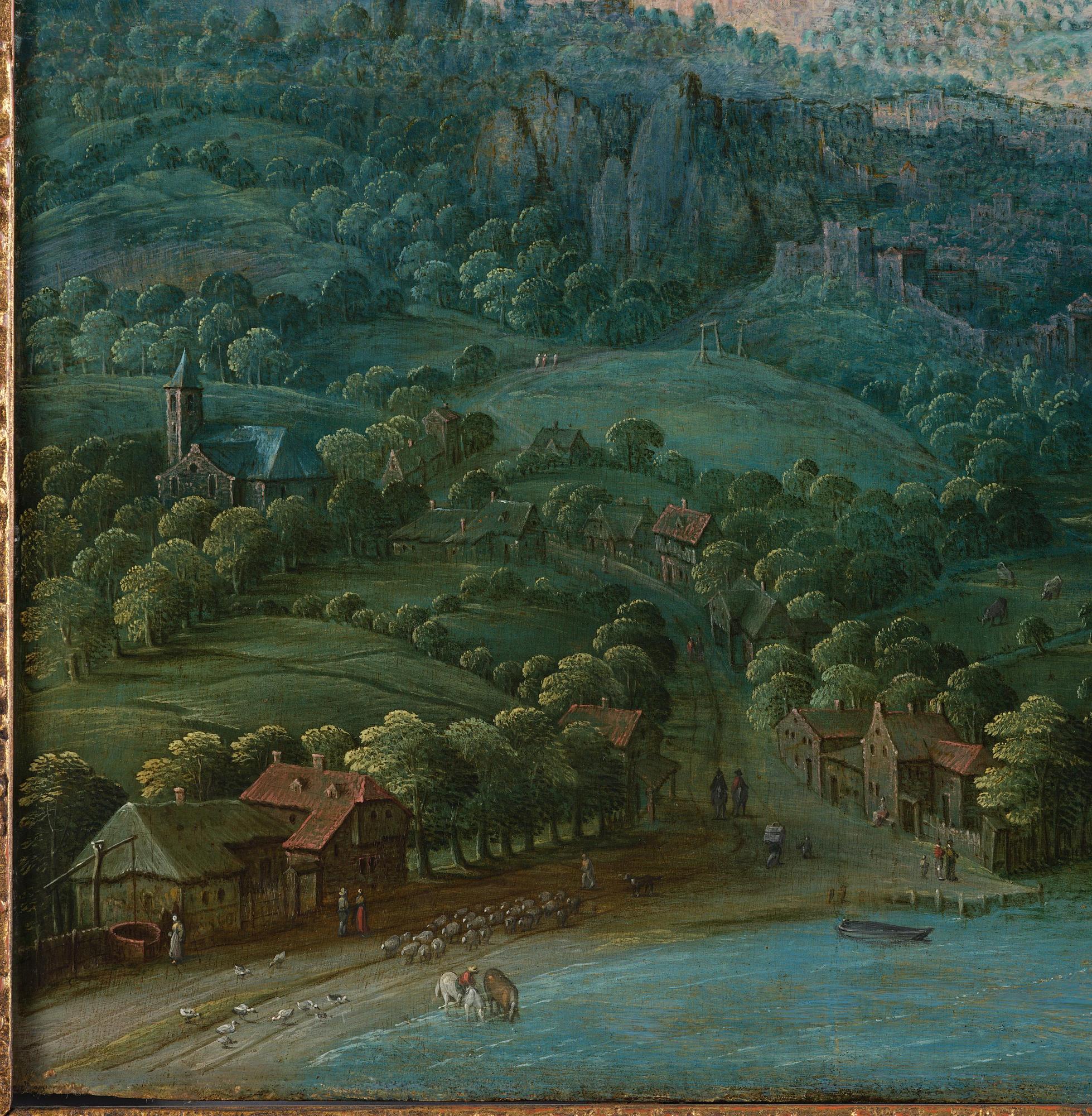 Tobias Verhaecht, River landscape with figure staffage.