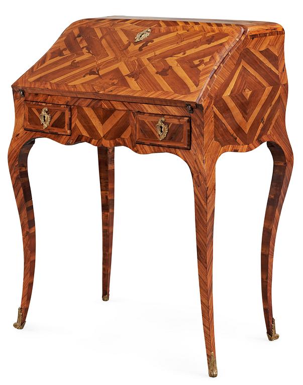 A Louis XV middle 18th Century bureau de pente by Jean-Pierre Latz, signed underneath two times "I P LATZ".