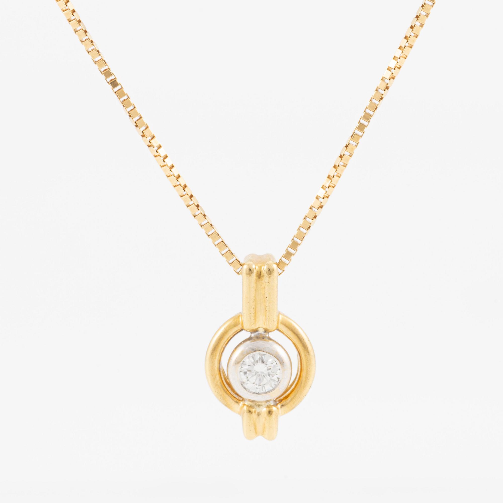 Hängsmycke, 18K guld med briljantslipad diamant.
