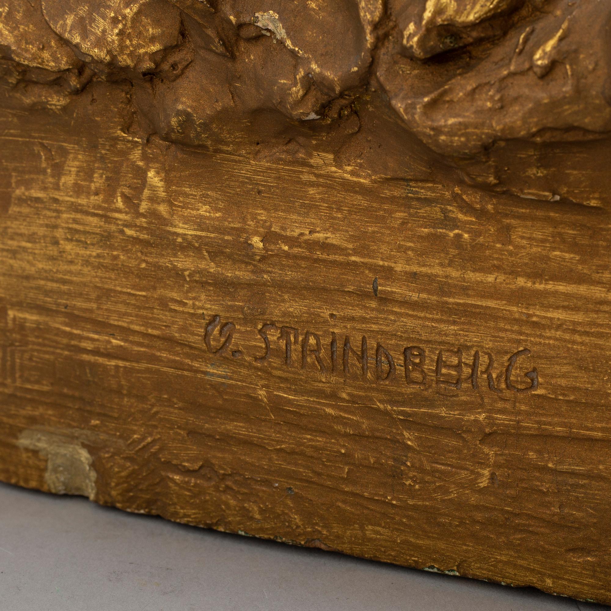 TORE STRINDBERG, a gold patined plaster sculpture, signed and dated -06.