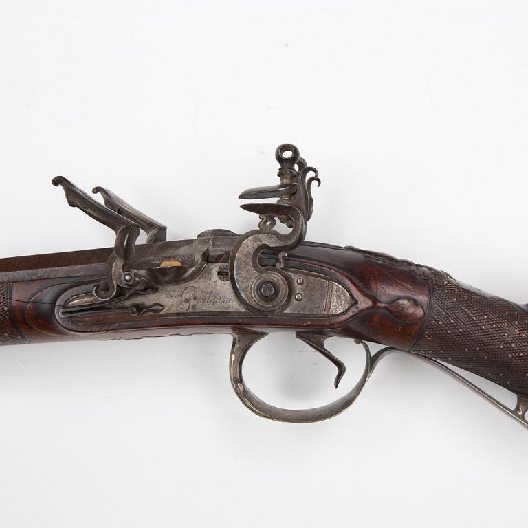 A double barrelled flintlock sporting gun by Guillame Berleur (1780-1830) possibly from Marshal Marquis de Marmont.