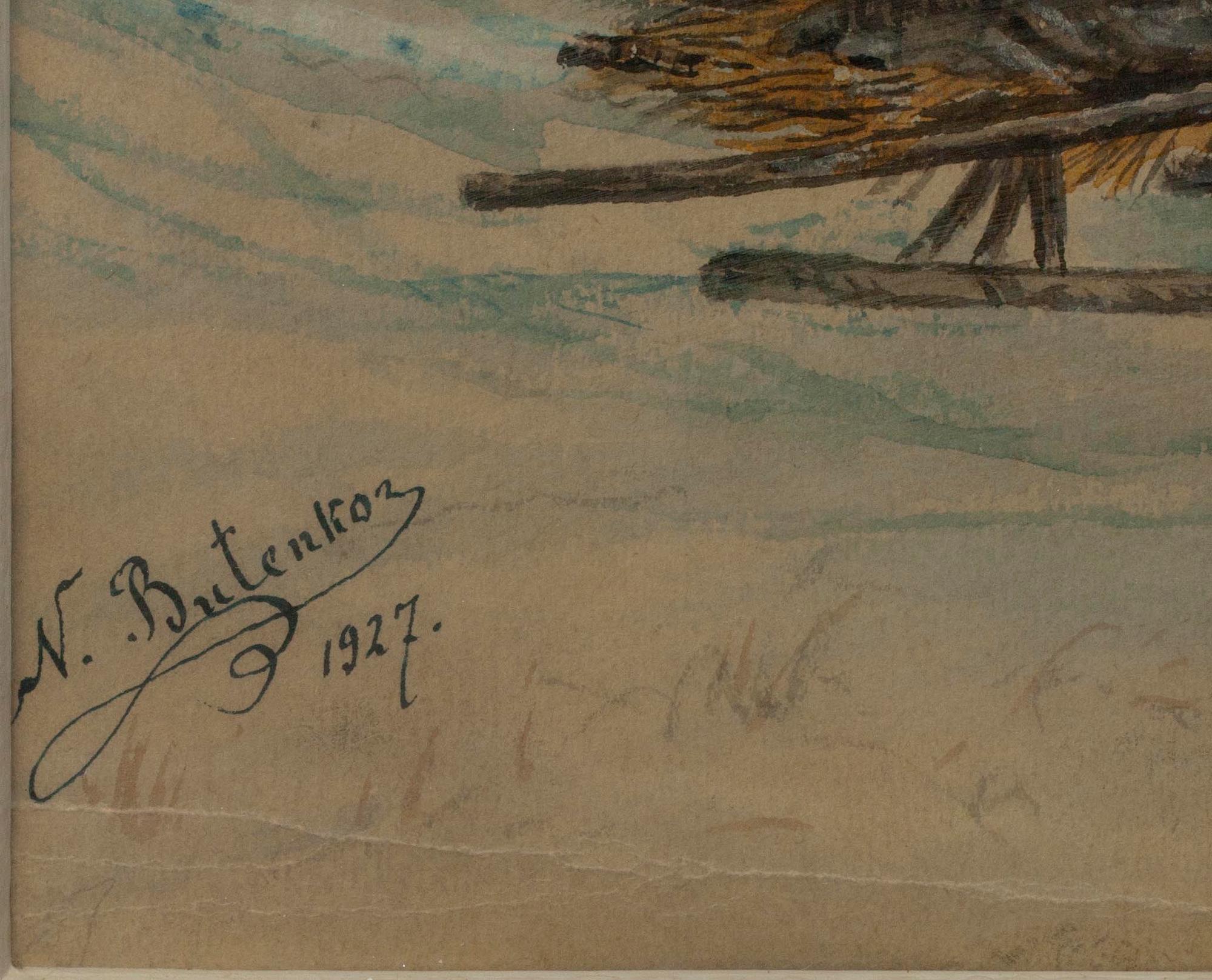 N. BUTENKO, akvarell, sign. och dat. 1927.