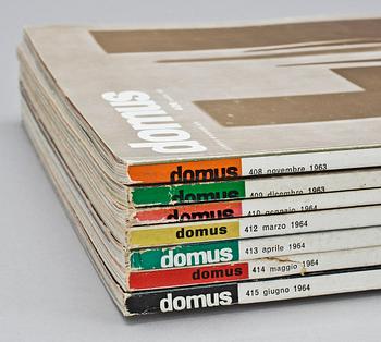 TIDSKRIFTER, 7 st, "Domus", Italien, 1963/64.