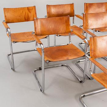 Armchairs, 6 pcs, probably Italy in the latter part of the 20th century.