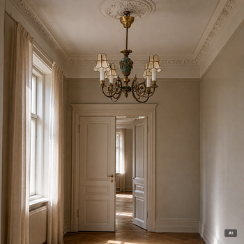 Einar Bäckströms Metallvarufabrik, a chandelier, model 4834/6, mid-20th century, Gustavian style.