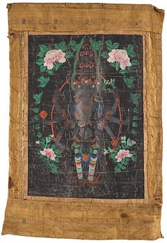 739. A Thangka with Avalokiteshvara, Tibet, late 19th Century.